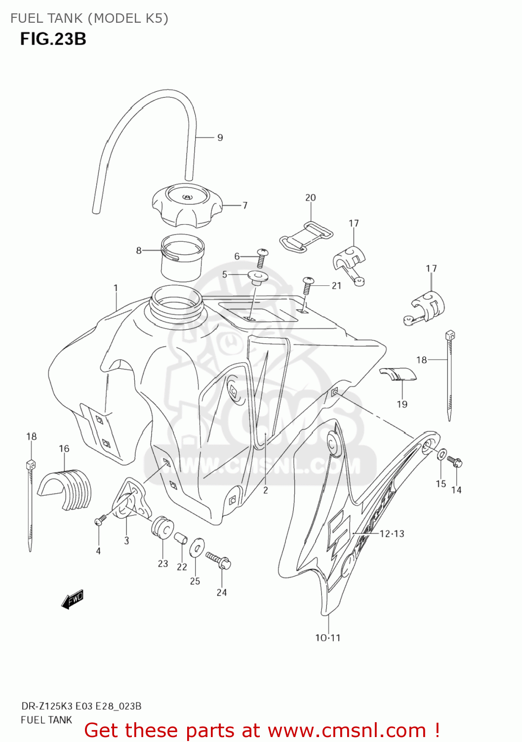 FUEL TANK (MODEL K5) DR-Z125 2004 (K4) USA (E03) DRZ125 DR Z125