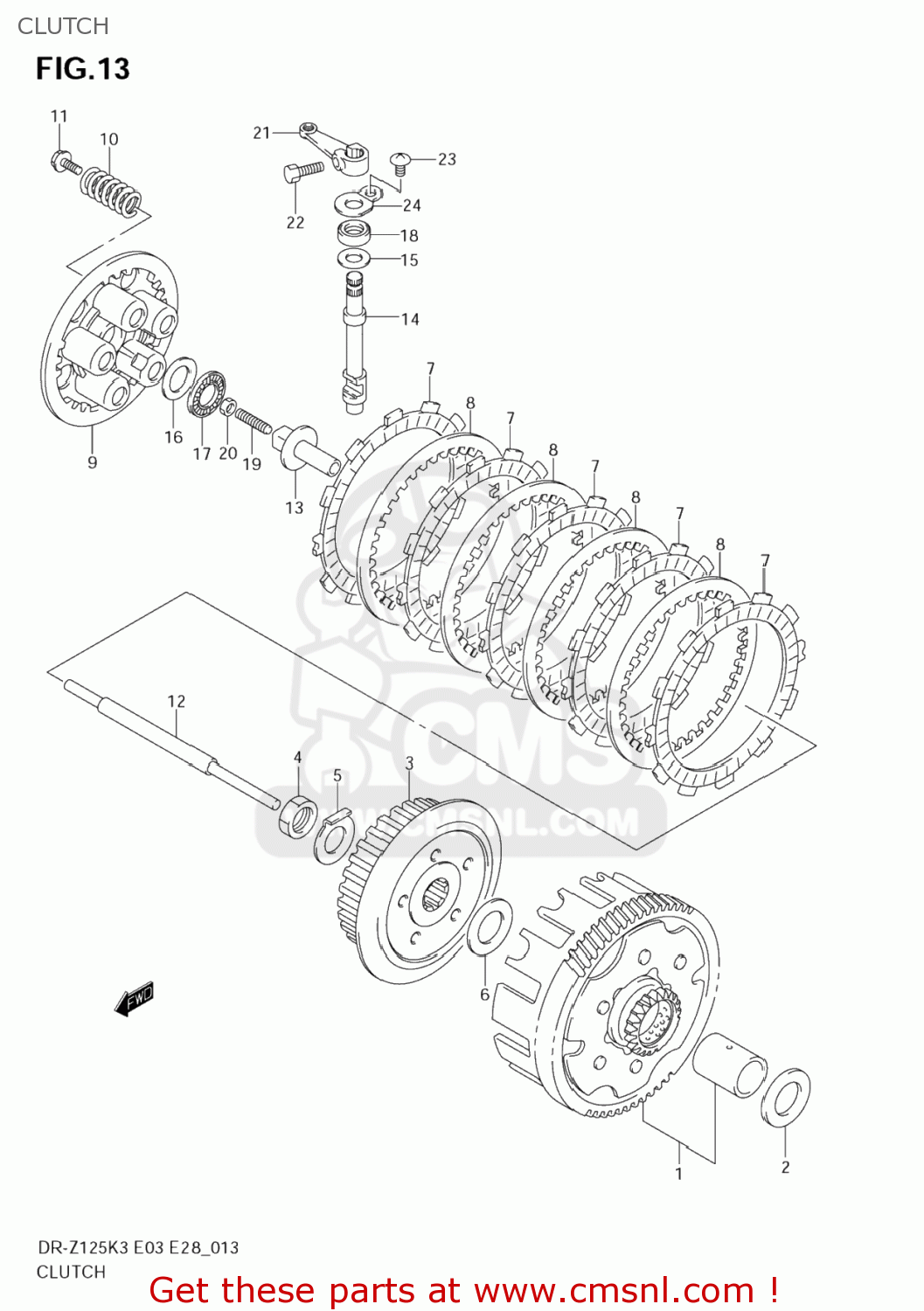 CLUTCH DR-Z125 2005 (K5) USA (E03) DRZ125 DR Z125