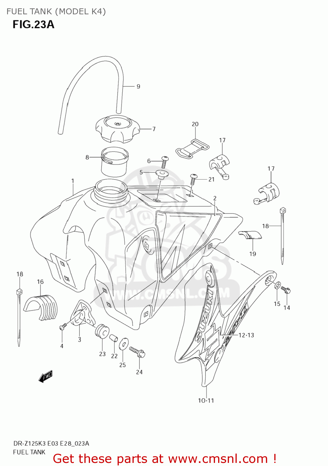 FUEL TANK (MODEL K4) DR-Z125 2005 (K5) USA (E03) DRZ125 DR Z125