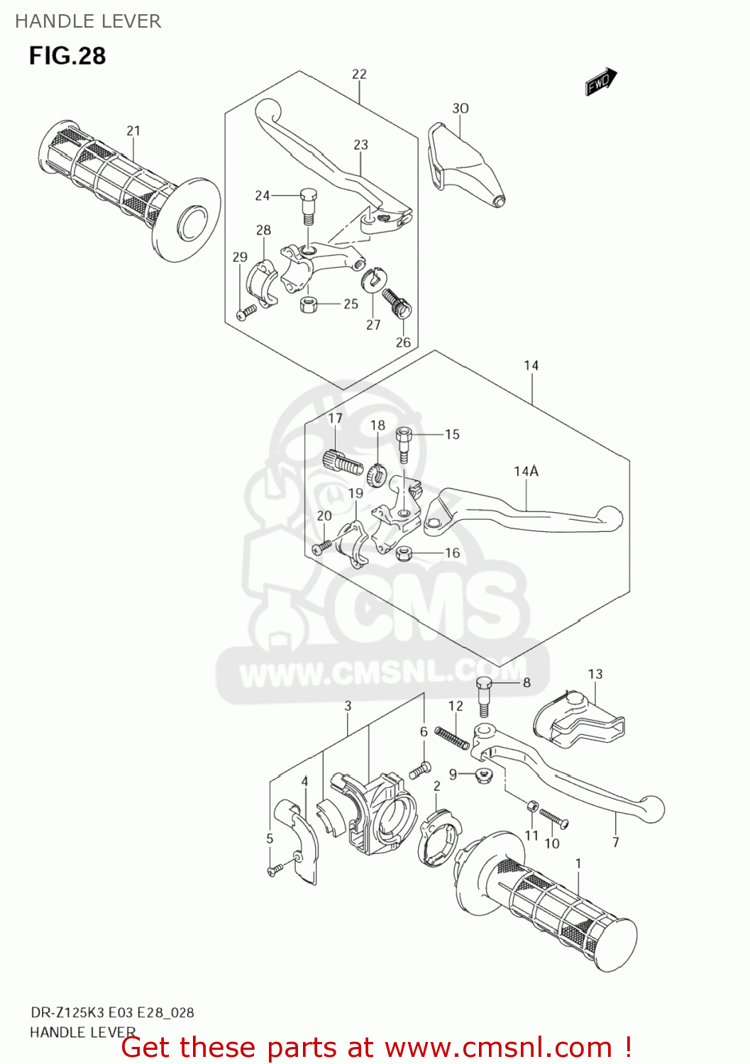 HANDLE LEVER DR-Z125 2005 (K5) USA (E03) DRZ125 DR Z125
