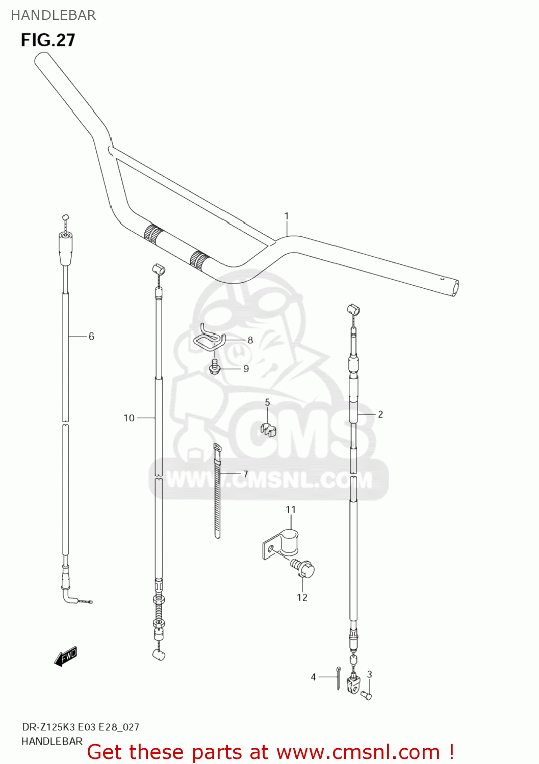 HANDLEBAR DR-Z125 2005 (K5) USA (E03) DRZ125 DR Z125