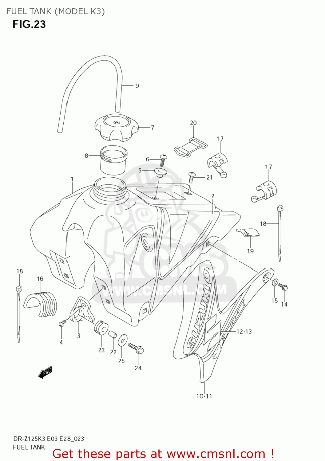 FUEL TANK (MODEL K3) DR-Z125 2006 (K6) USA (E03) DRZ125 DR Z125