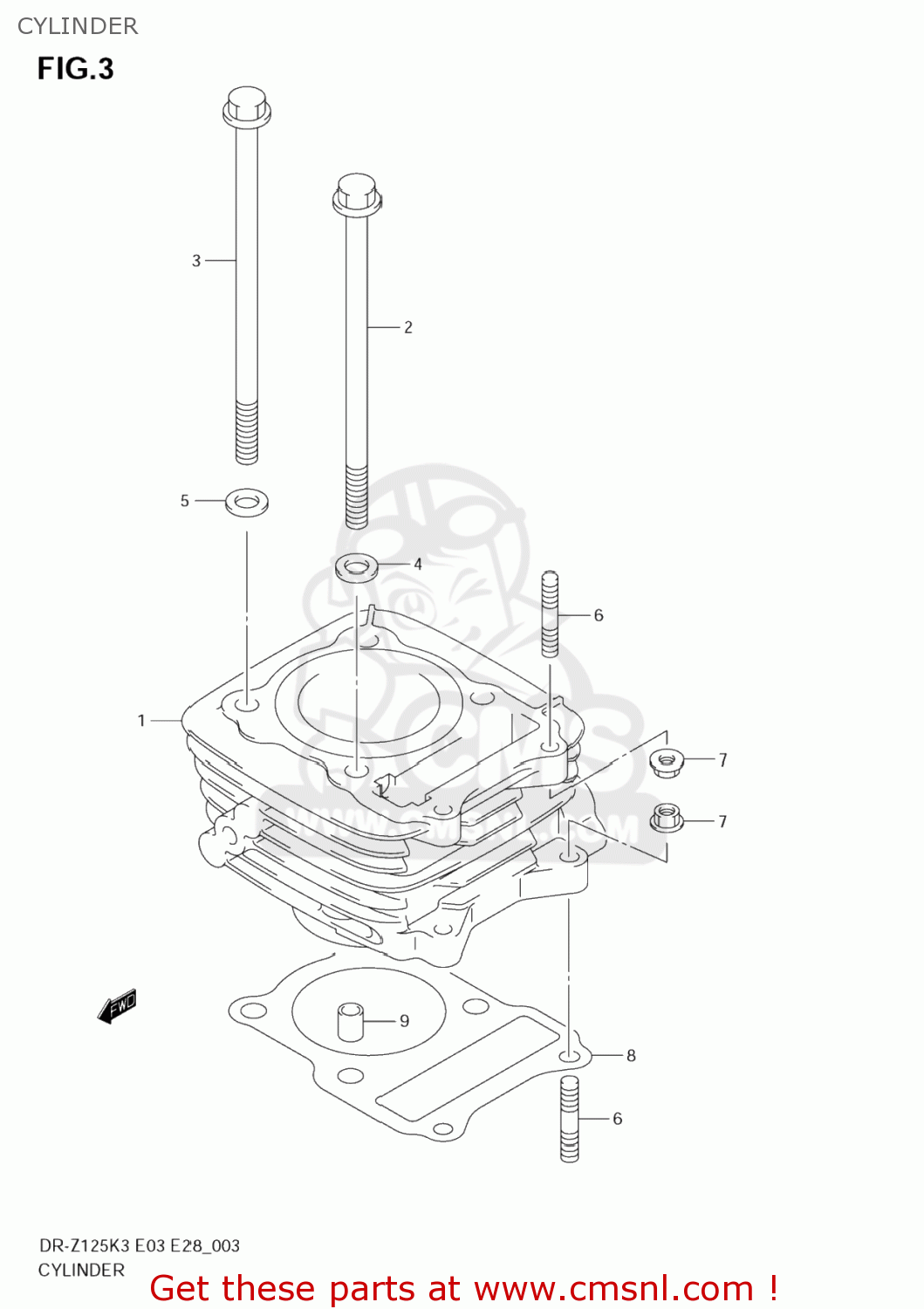 CYLINDER DR-Z125 2007 (K7) USA (E03) DRZ125 DR Z125