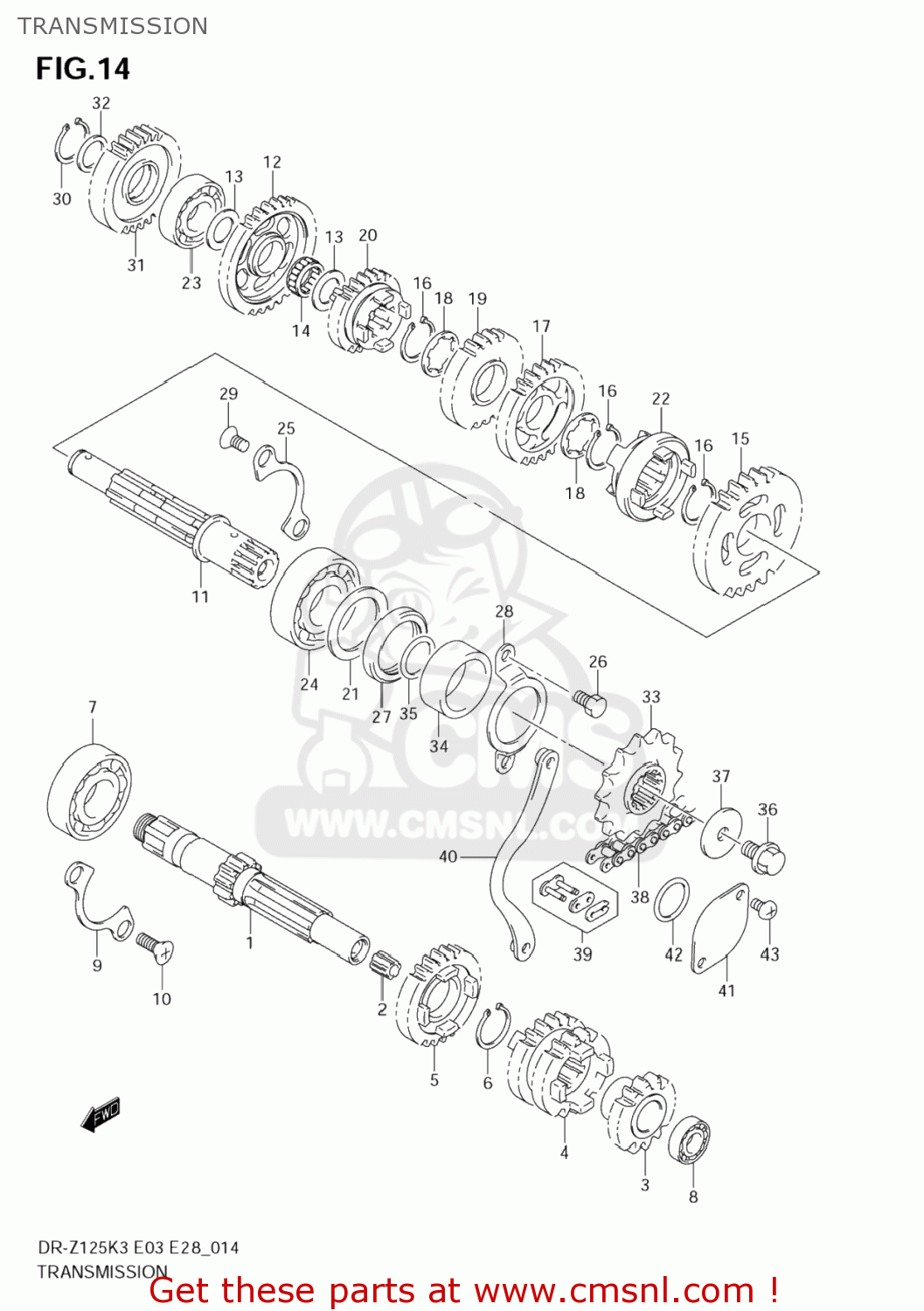 TRANSMISSION DR-Z125 2007 (K7) USA (E03) DRZ125 DR Z125