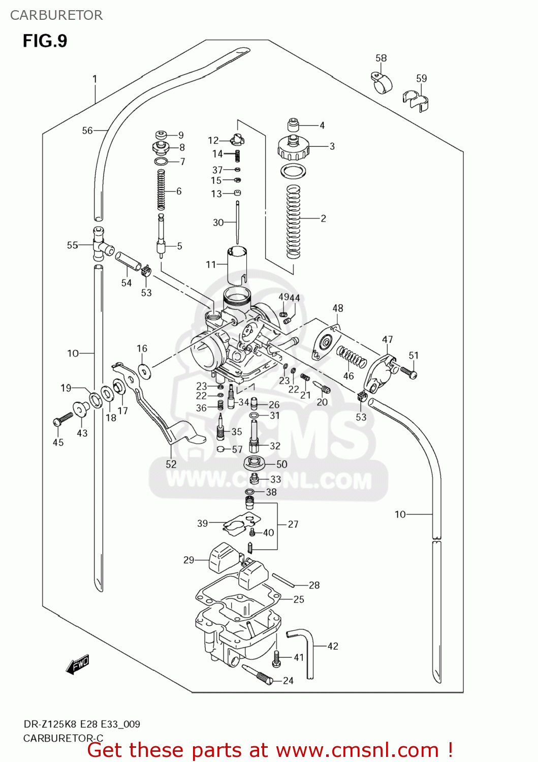 CARBURETOR DR-Z125 2008 (K8) USA (E03) DRZ125 DR Z125