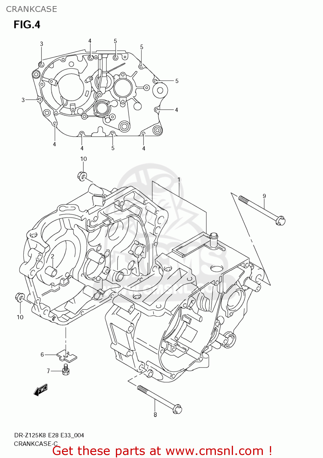 CRANKCASE DR-Z125 2008 (K8) USA (E03) DRZ125 DR Z125
