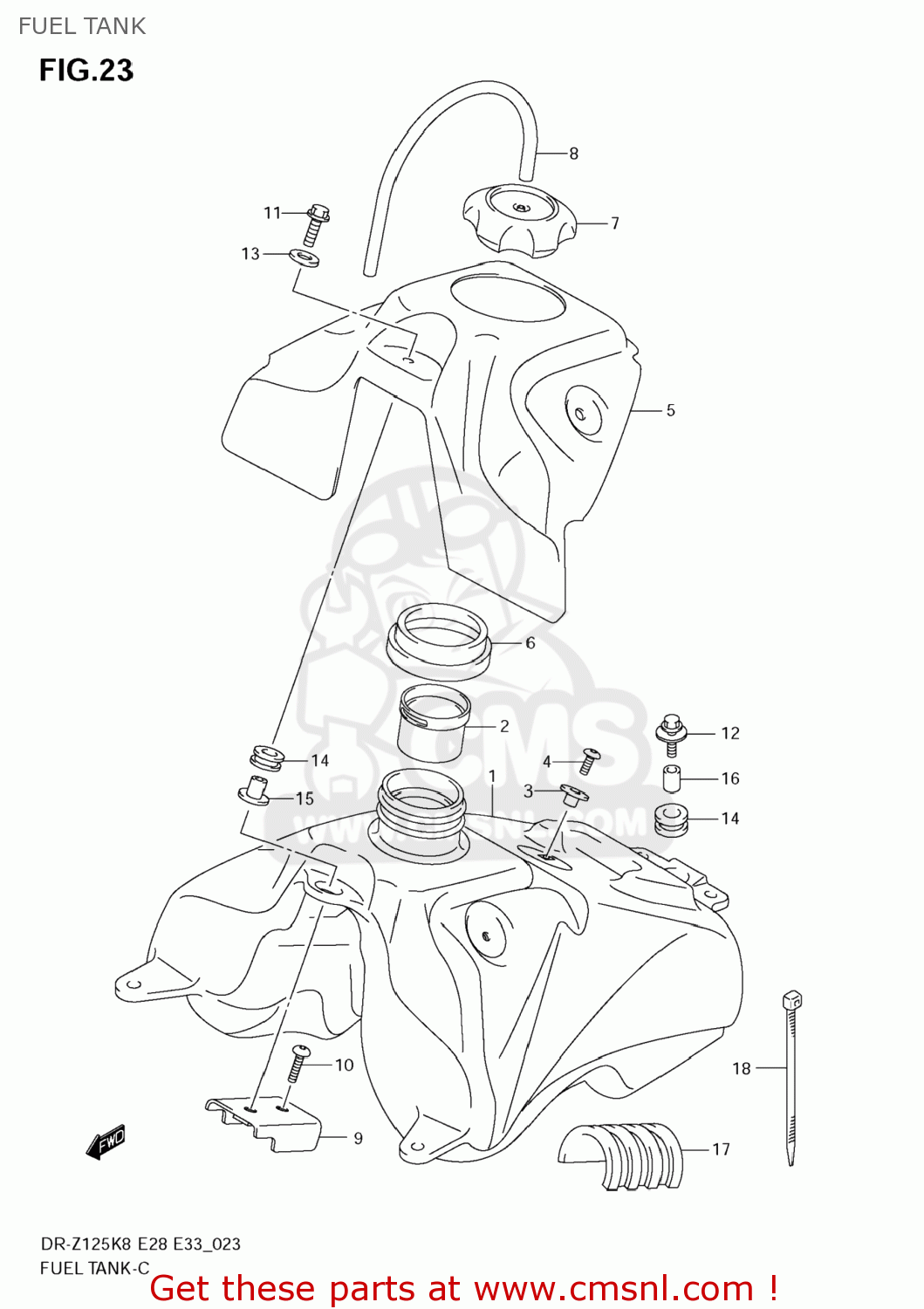 FUEL TANK DR-Z125 2008 (K8) USA (E03) DRZ125 DR Z125
