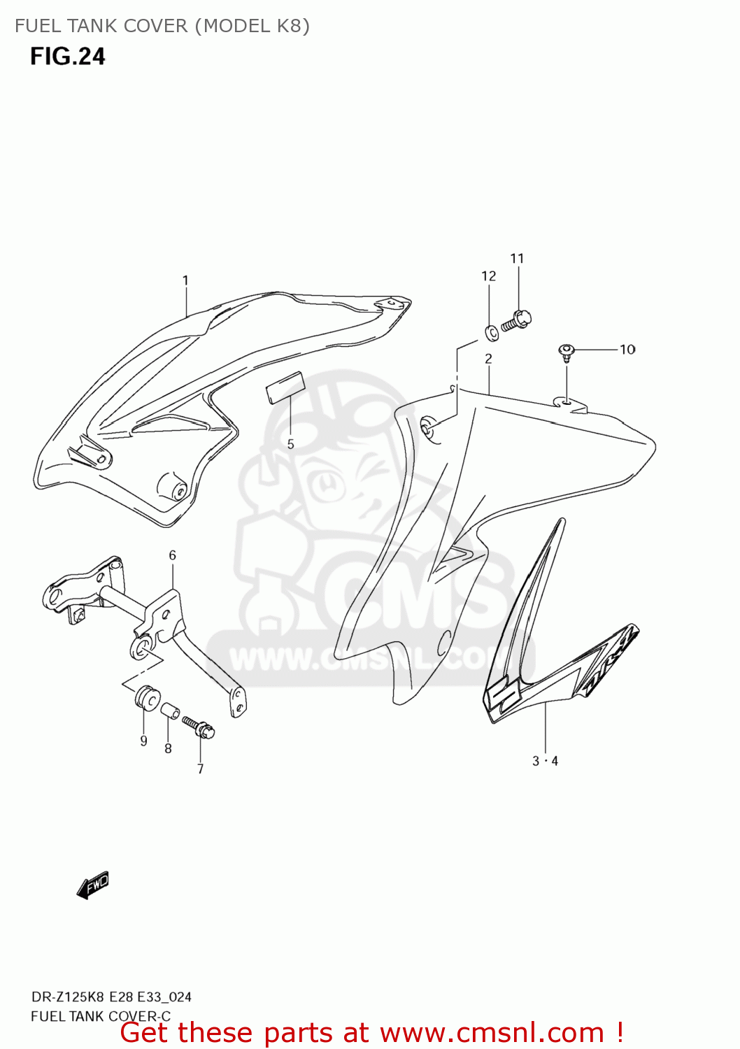 FUEL TANK COVER (MODEL K8) DR-Z125 2008 (K8) USA (E03) DRZ125 DR Z125