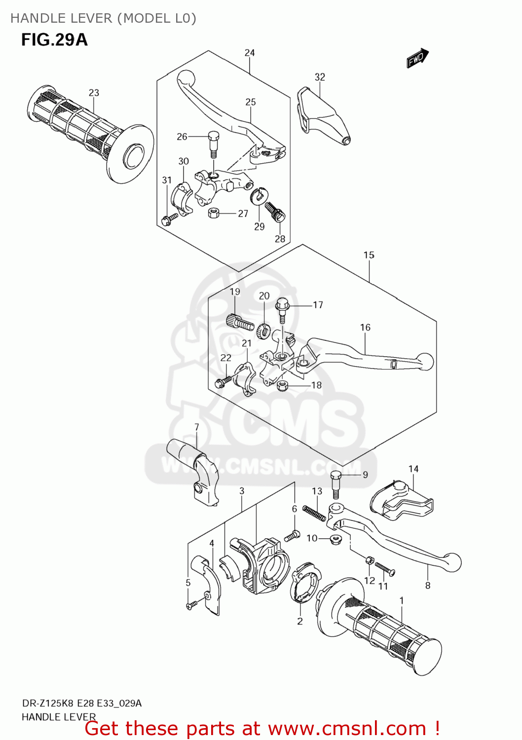 HANDLE LEVER (MODEL L0) DR-Z125 2008 (K8) USA (E03) DRZ125 DR Z125