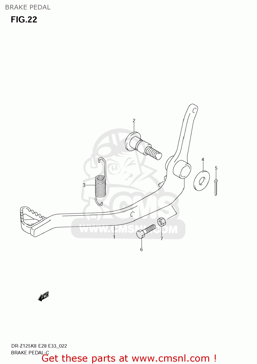 BRAKE PEDAL DR-Z125 2009 (K9) USA (E03) DRZ125 DR Z125