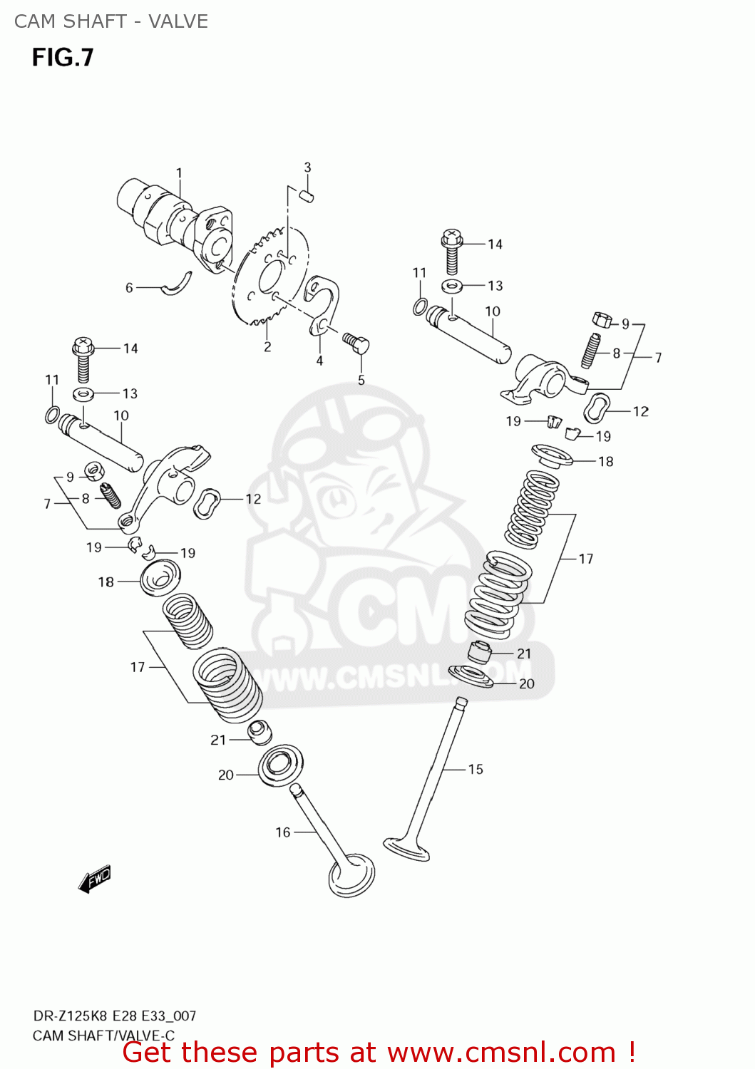 CAM SHAFT - VALVE DR-Z125 2009 (K9) USA (E03) DRZ125 DR Z125