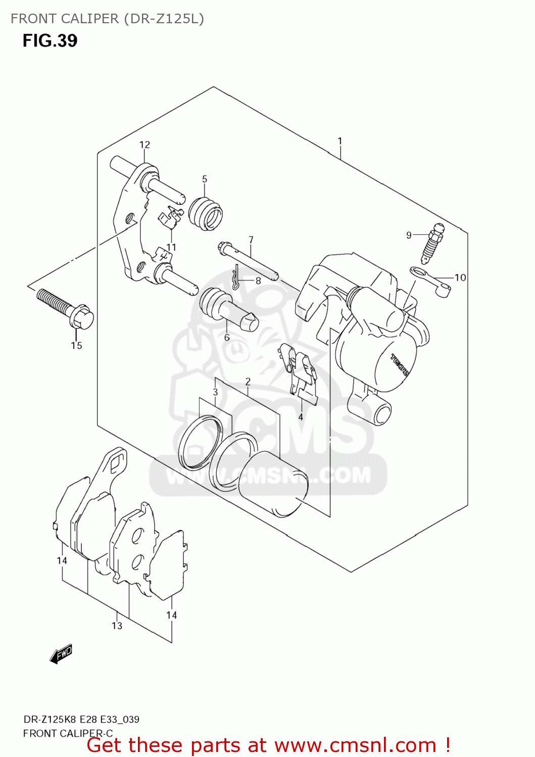 FRONT CALIPER (DR-Z125L) DR-Z125 2009 (K9) USA (E03) DRZ125 DR Z125