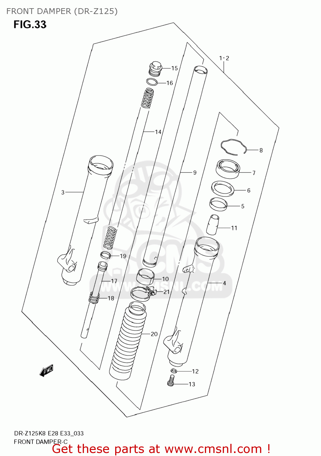 FRONT DAMPER (DR-Z125) DR-Z125 2009 (K9) USA (E03) DRZ125 DR Z125