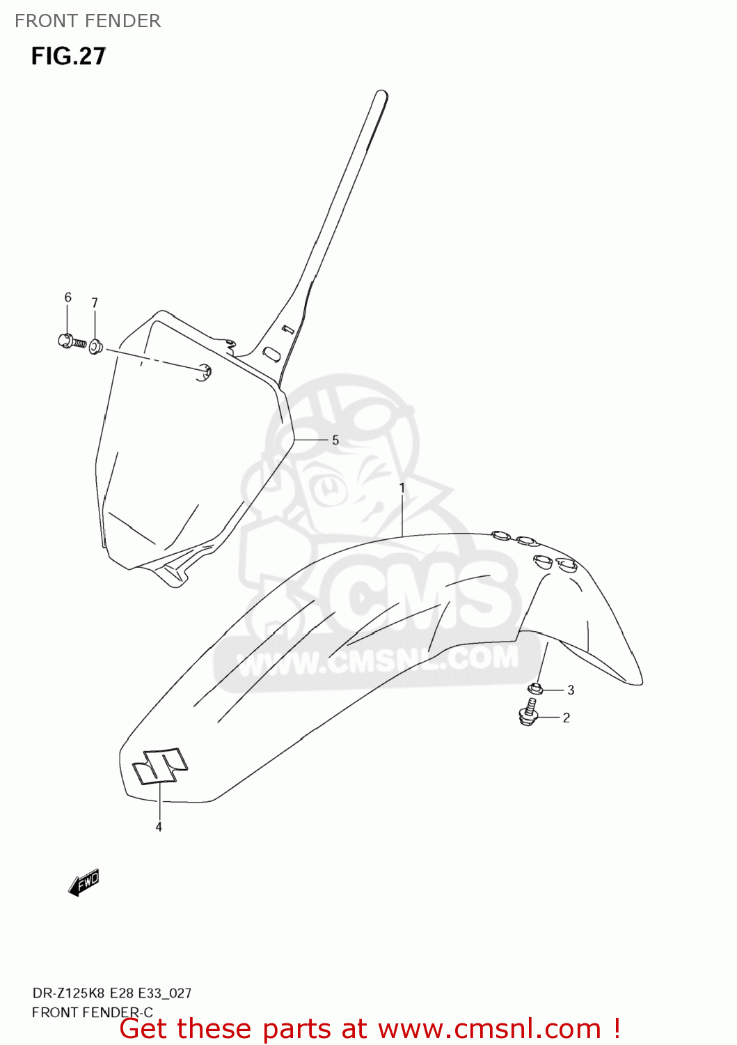 FRONT FENDER DR-Z125 2009 (K9) USA (E03) DRZ125 DR Z125