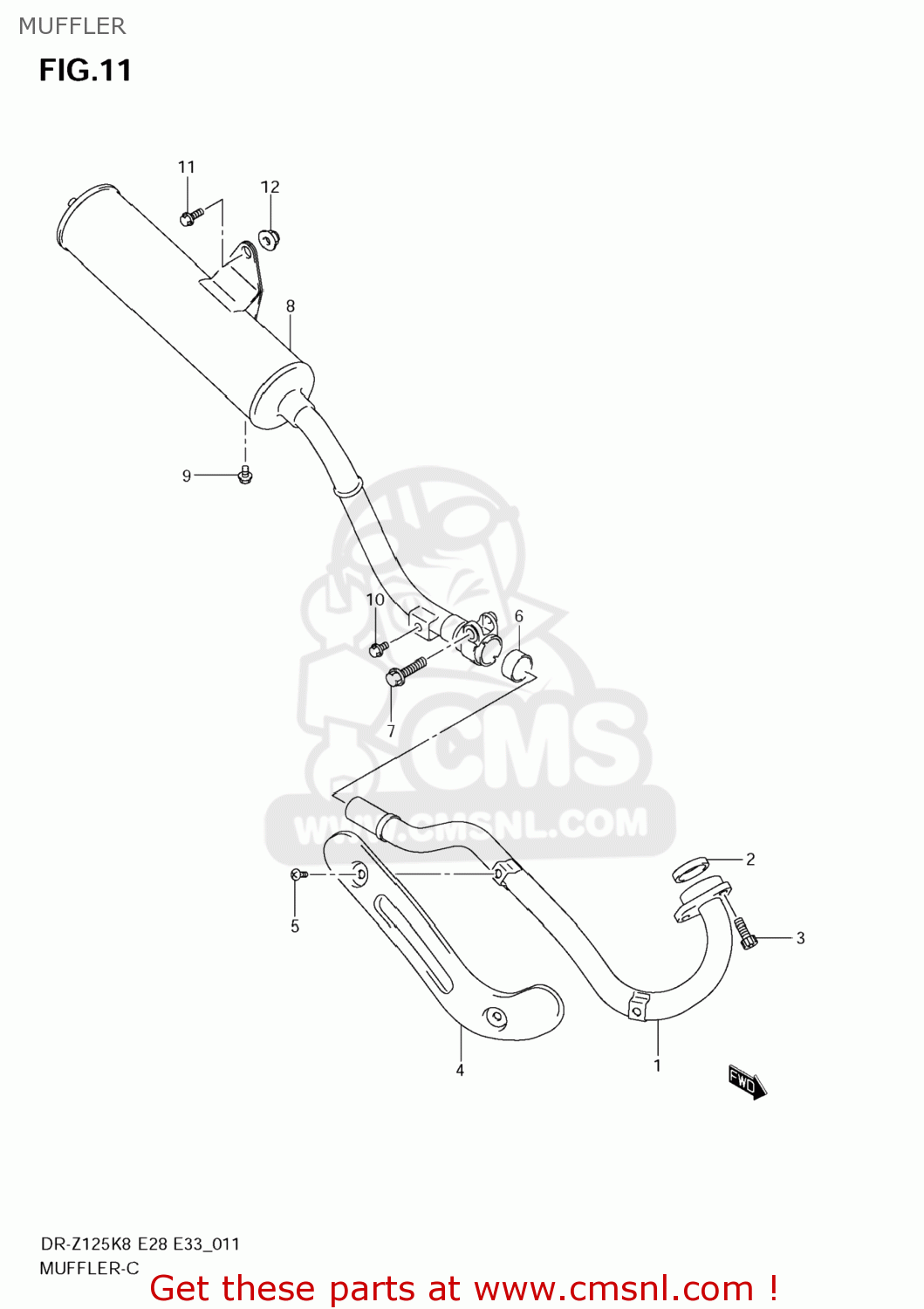MUFFLER DR-Z125 2009 (K9) USA (E03) DRZ125 DR Z125
