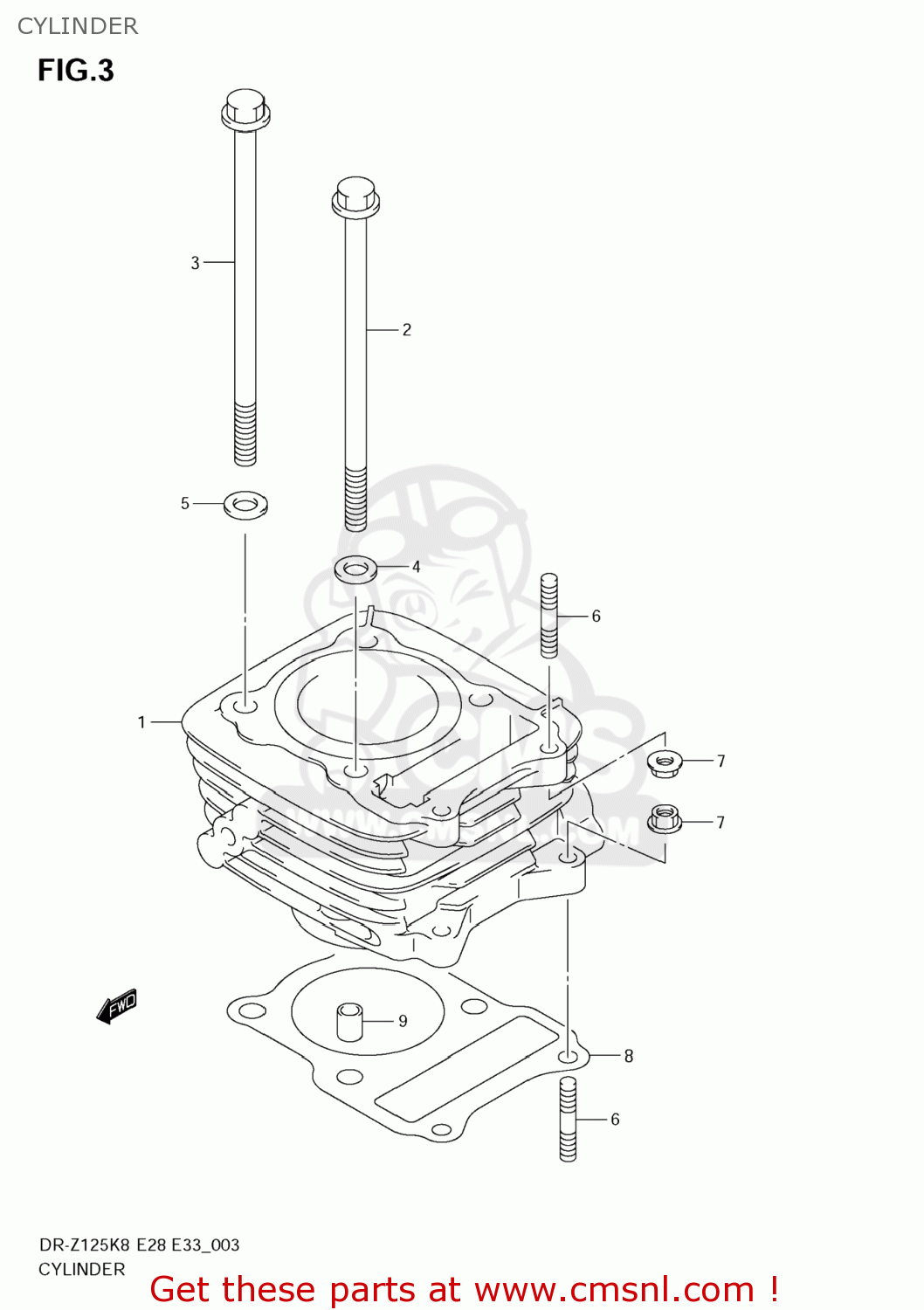 CYLINDER DR-Z125 2010 (L0) USA (E03) DRZ125 DR Z125