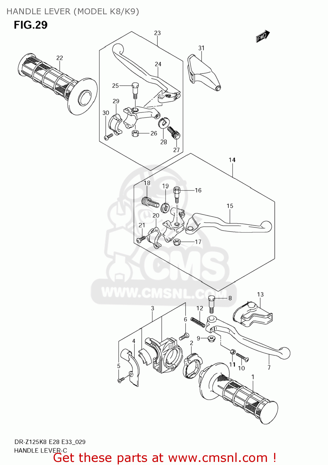HANDLE LEVER (MODEL K8/K9) DR-Z125 2010 (L0) USA (E03) DRZ125 DR Z125