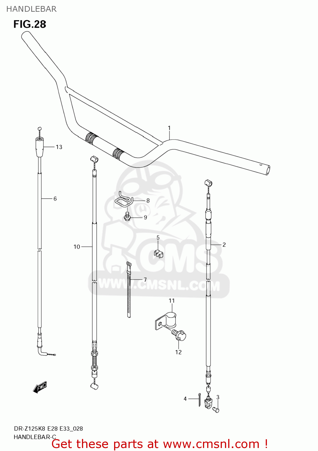 HANDLEBAR DR-Z125 2010 (L0) USA (E03) DRZ125 DR Z125