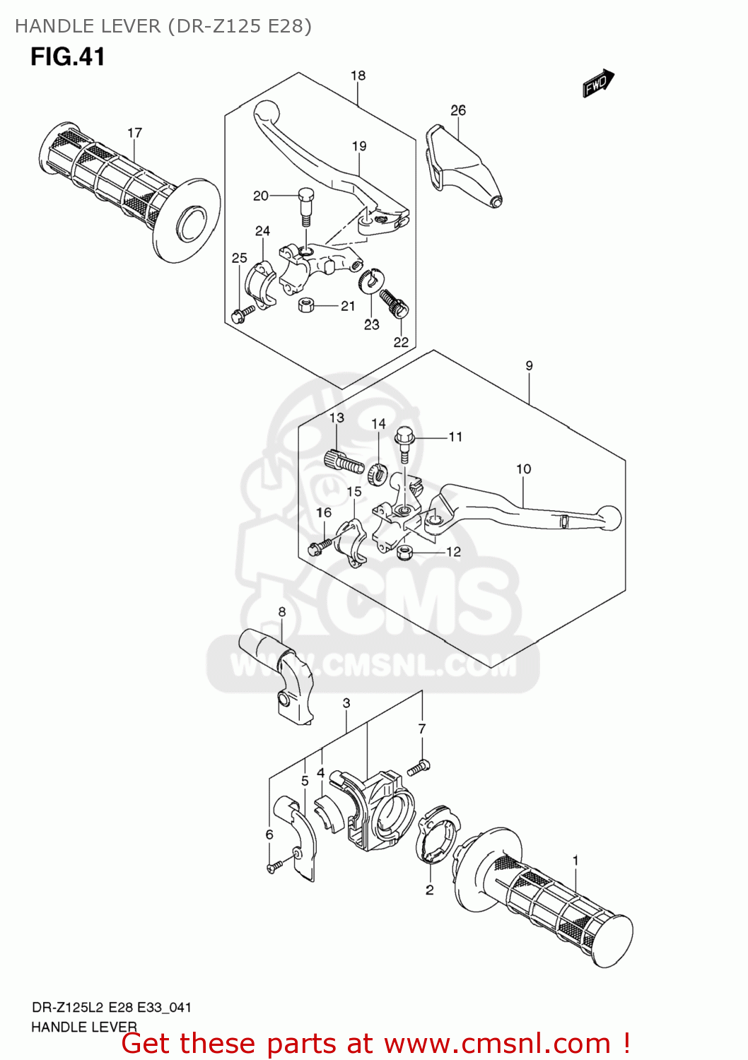 HANDLE LEVER (DR-Z125 E28) DR-Z125 2012 (L2) USA (E03) DRZ125 DR Z125