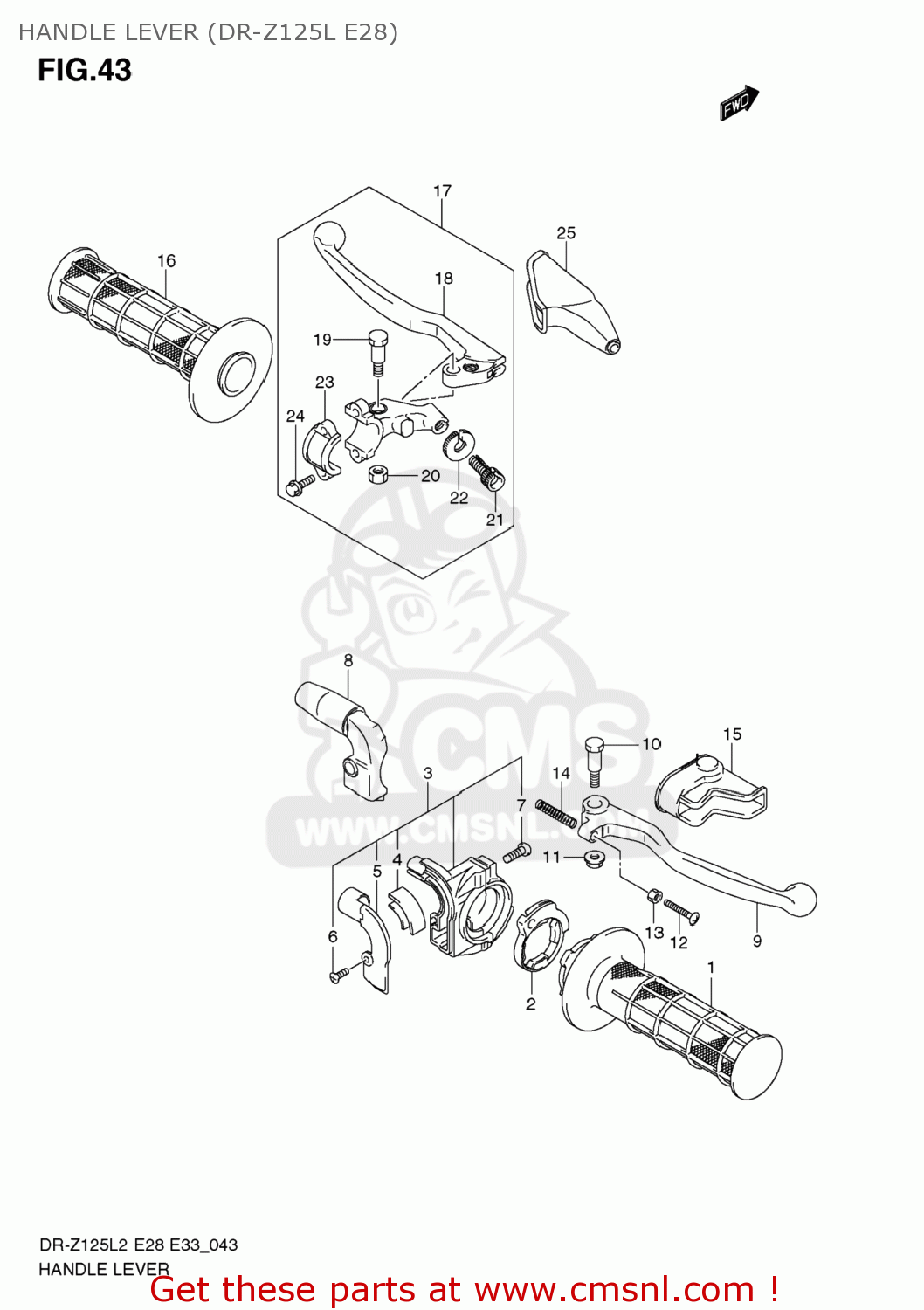 HANDLE LEVER (DR-Z125L E28) DR-Z125 2012 (L2) USA (E03) DRZ125 DR Z125