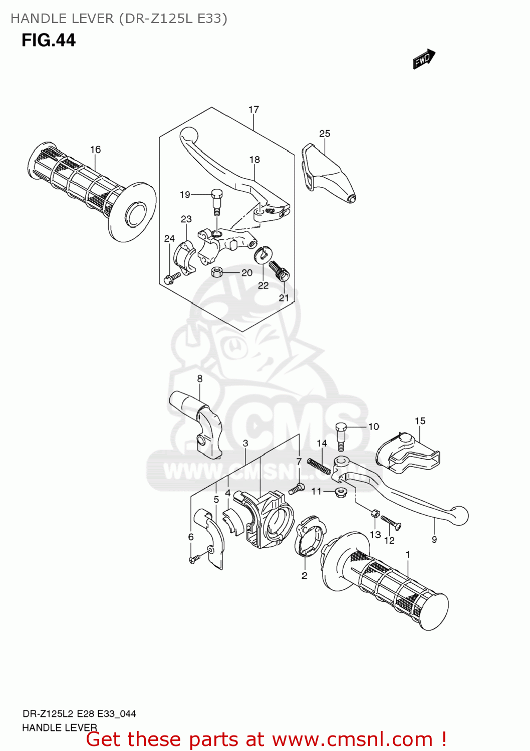 HANDLE LEVER (DR-Z125L E33) DR-Z125 2012 (L2) USA (E03) DRZ125 DR Z125