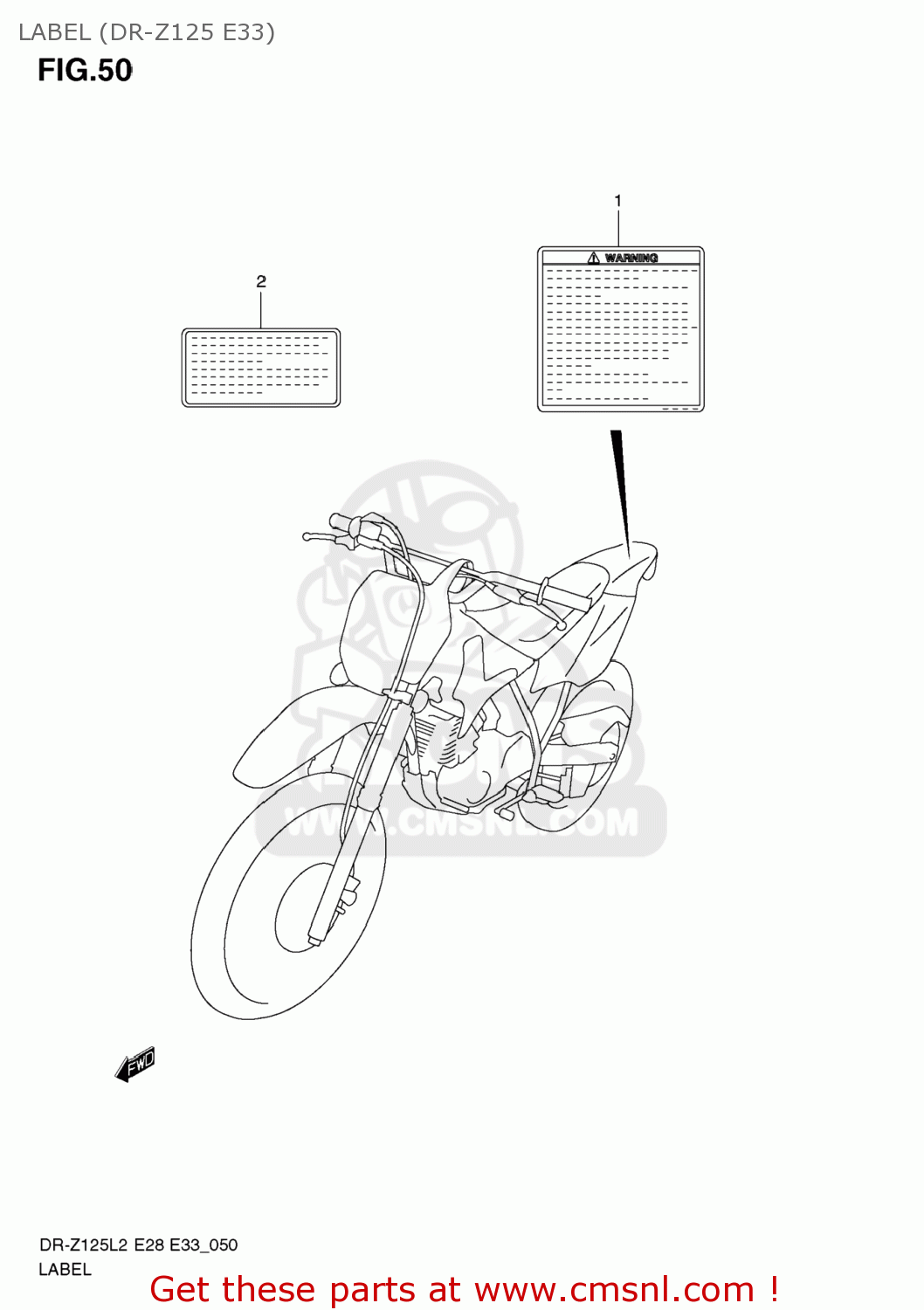 LABEL (DR-Z125 E33) DR-Z125 2012 (L2) USA (E03) DRZ125 DR Z125