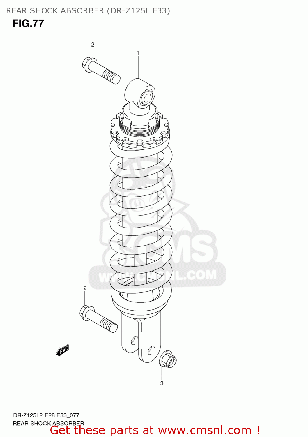 REAR SHOCK ABSORBER (DR-Z125L E33) DR-Z125 2012 (L2) USA (E03) DRZ125 DR Z125