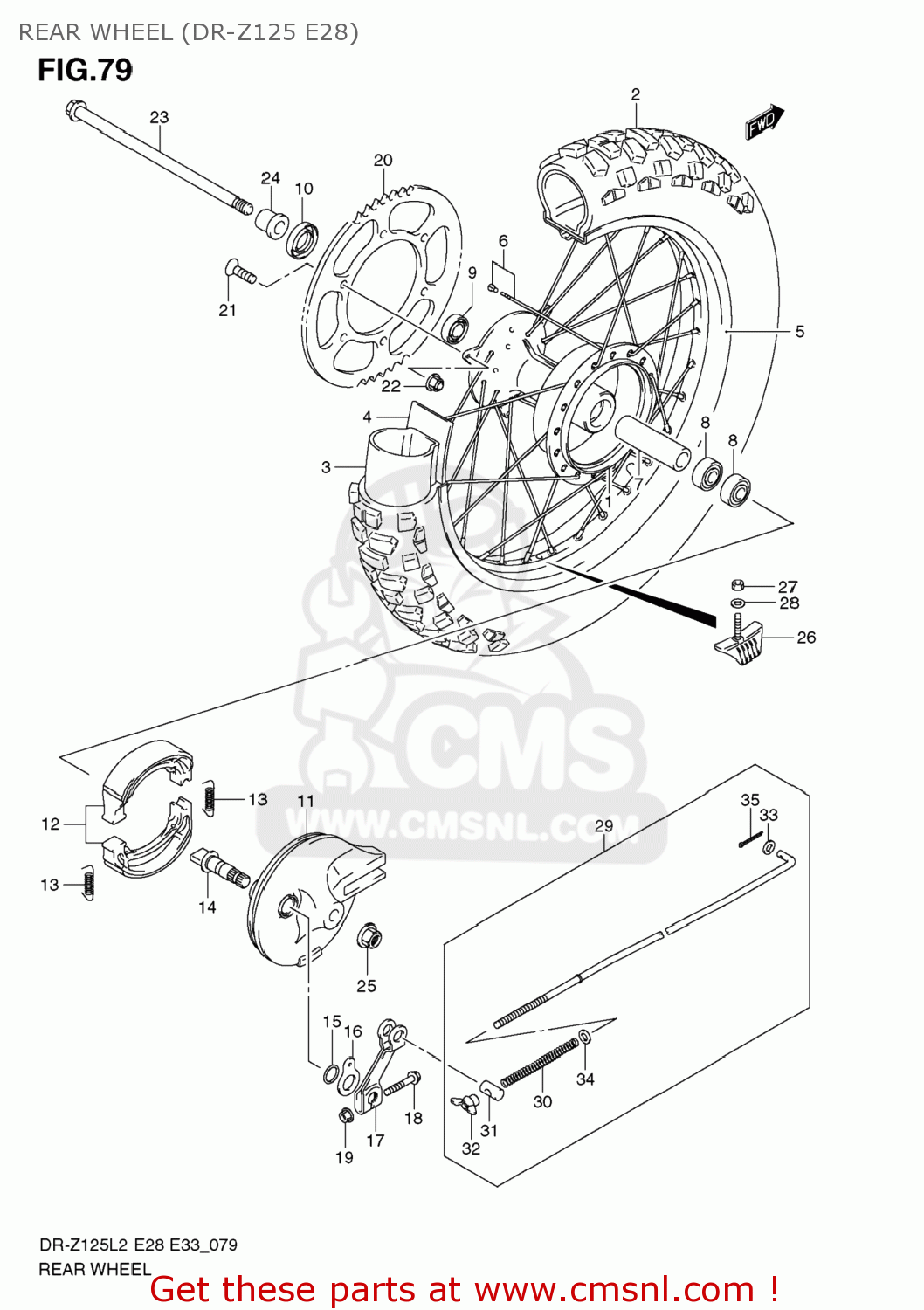 REAR WHEEL (DR-Z125 E28) DR-Z125 2012 (L2) USA (E03) DRZ125 DR Z125