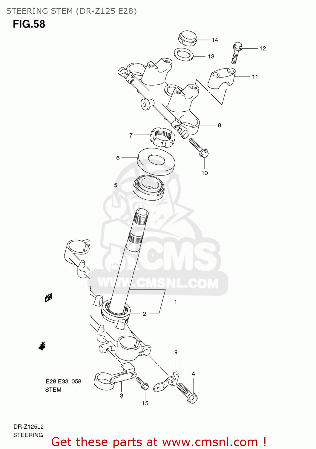 STEERING STEM (DR-Z125 E28) DR-Z125 2012 (L2) USA (E03) DRZ125 DR Z125