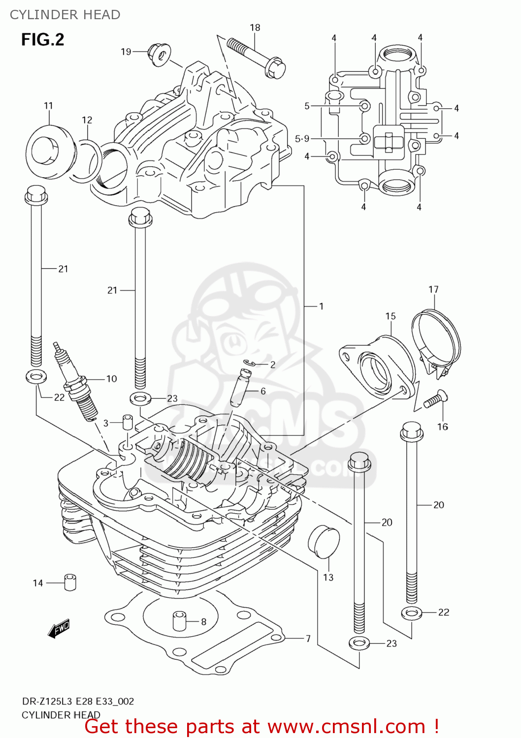 CYLINDER HEAD DR-Z125 2013 (L3) USA (E03) DRZ125 DR Z125