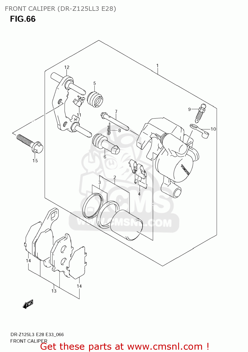 FRONT CALIPER (DR-Z125LL3 E28) DR-Z125 2013 (L3) USA (E03) DRZ125 DR Z125