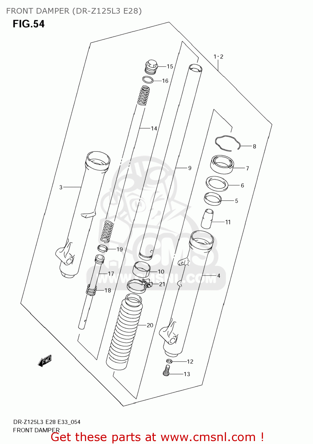 FRONT DAMPER (DR-Z125L3 E28) DR-Z125 2013 (L3) USA (E03) DRZ125 DR Z125