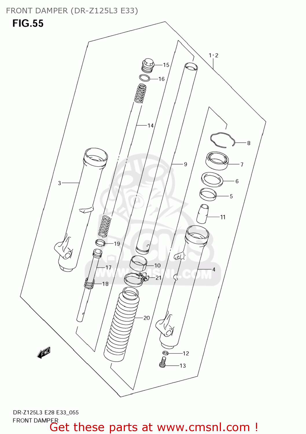 FRONT DAMPER (DR-Z125L3 E33) DR-Z125 2013 (L3) USA (E03) DRZ125 DR Z125