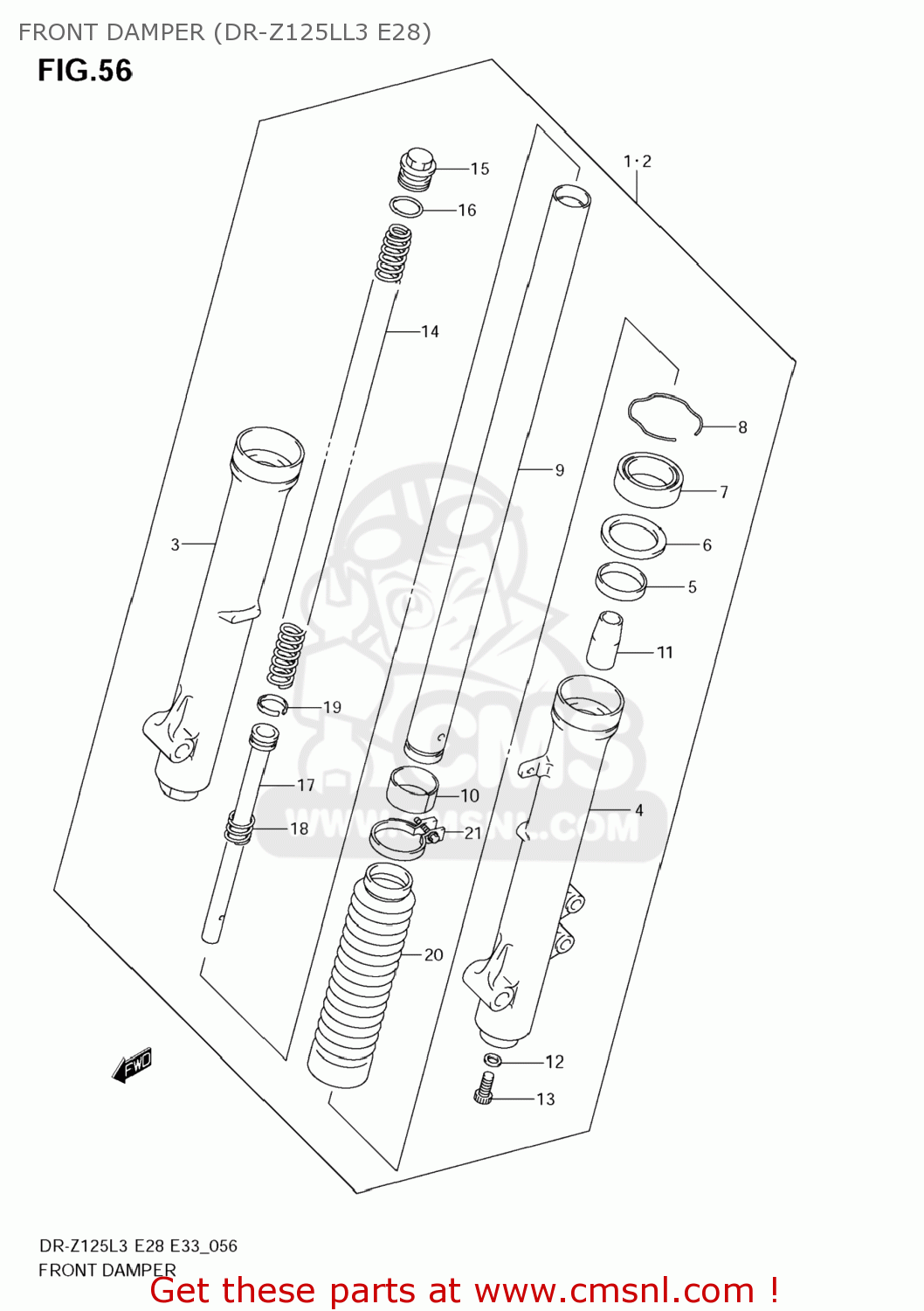 FRONT DAMPER (DR-Z125LL3 E28) DR-Z125 2013 (L3) USA (E03) DRZ125 DR Z125