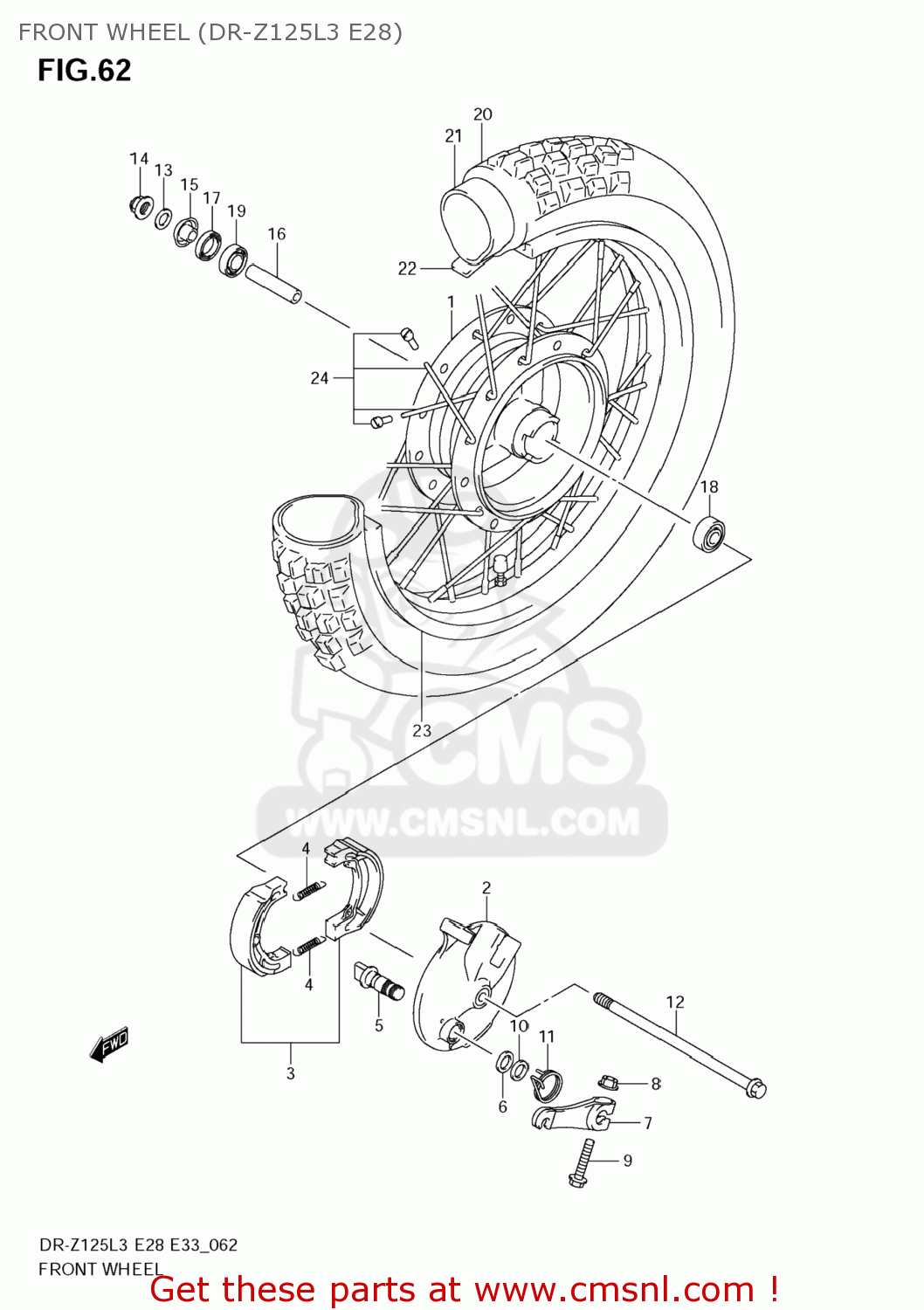 FRONT WHEEL (DR-Z125L3 E28) DR-Z125 2013 (L3) USA (E03) DRZ125 DR Z125