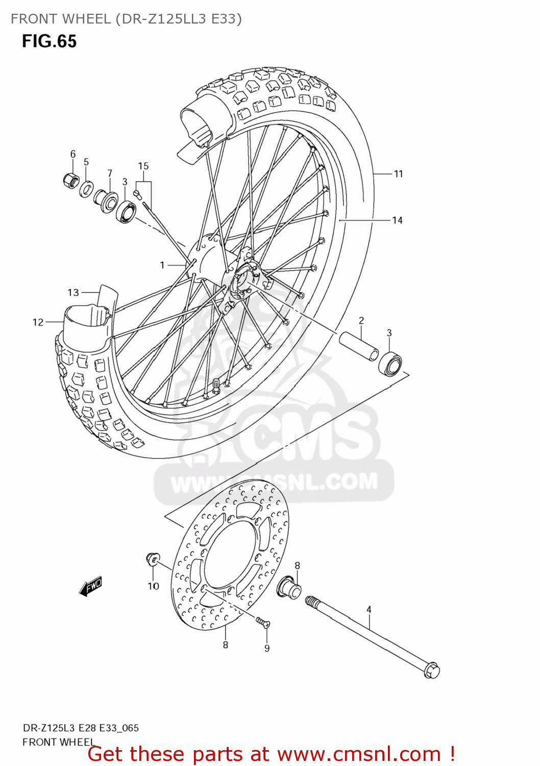 FRONT WHEEL (DR-Z125LL3 E33) DR-Z125 2013 (L3) USA (E03) DRZ125 DR Z125
