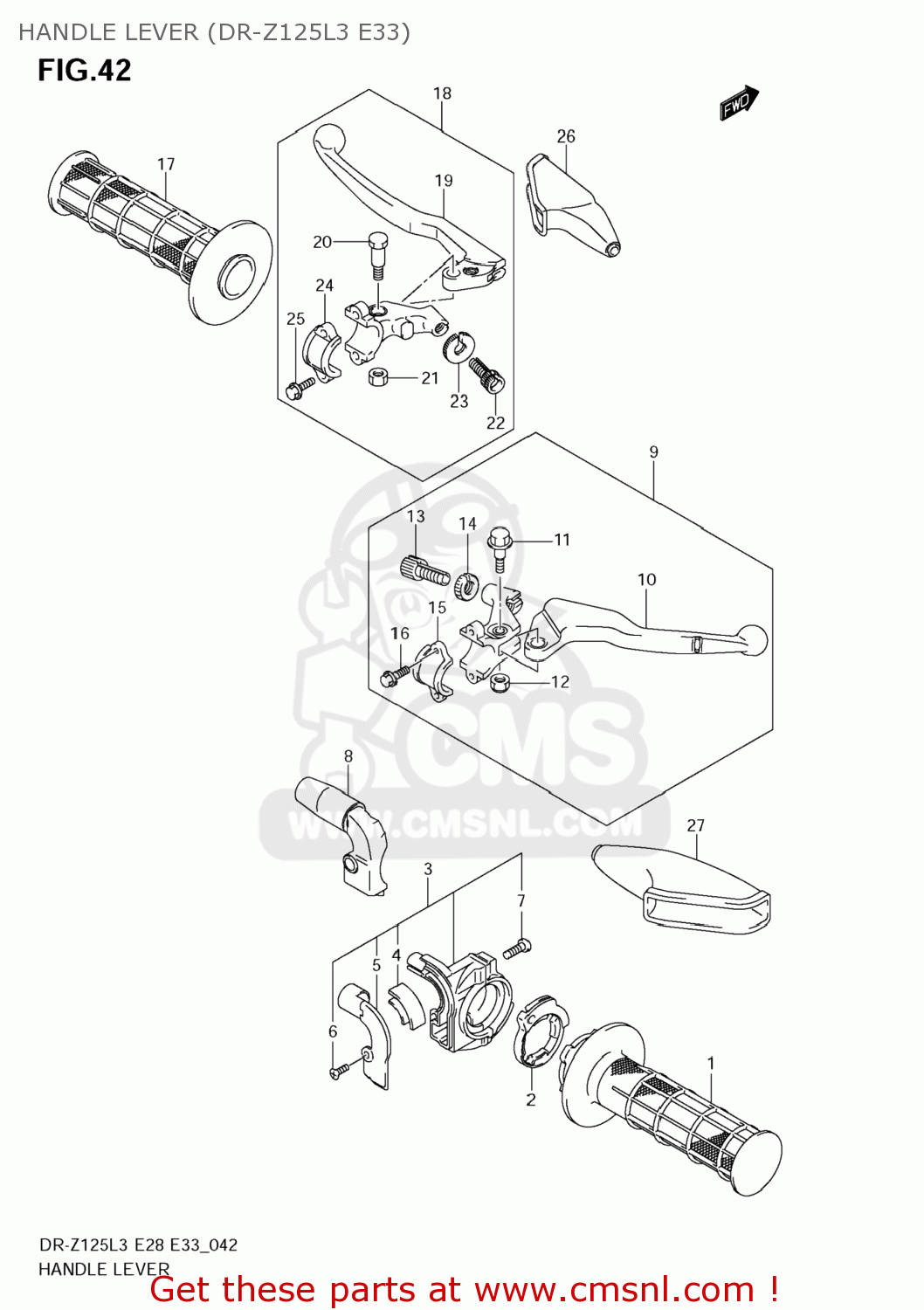 HANDLE LEVER (DR-Z125L3 E33) DR-Z125 2013 (L3) USA (E03) DRZ125 DR Z125