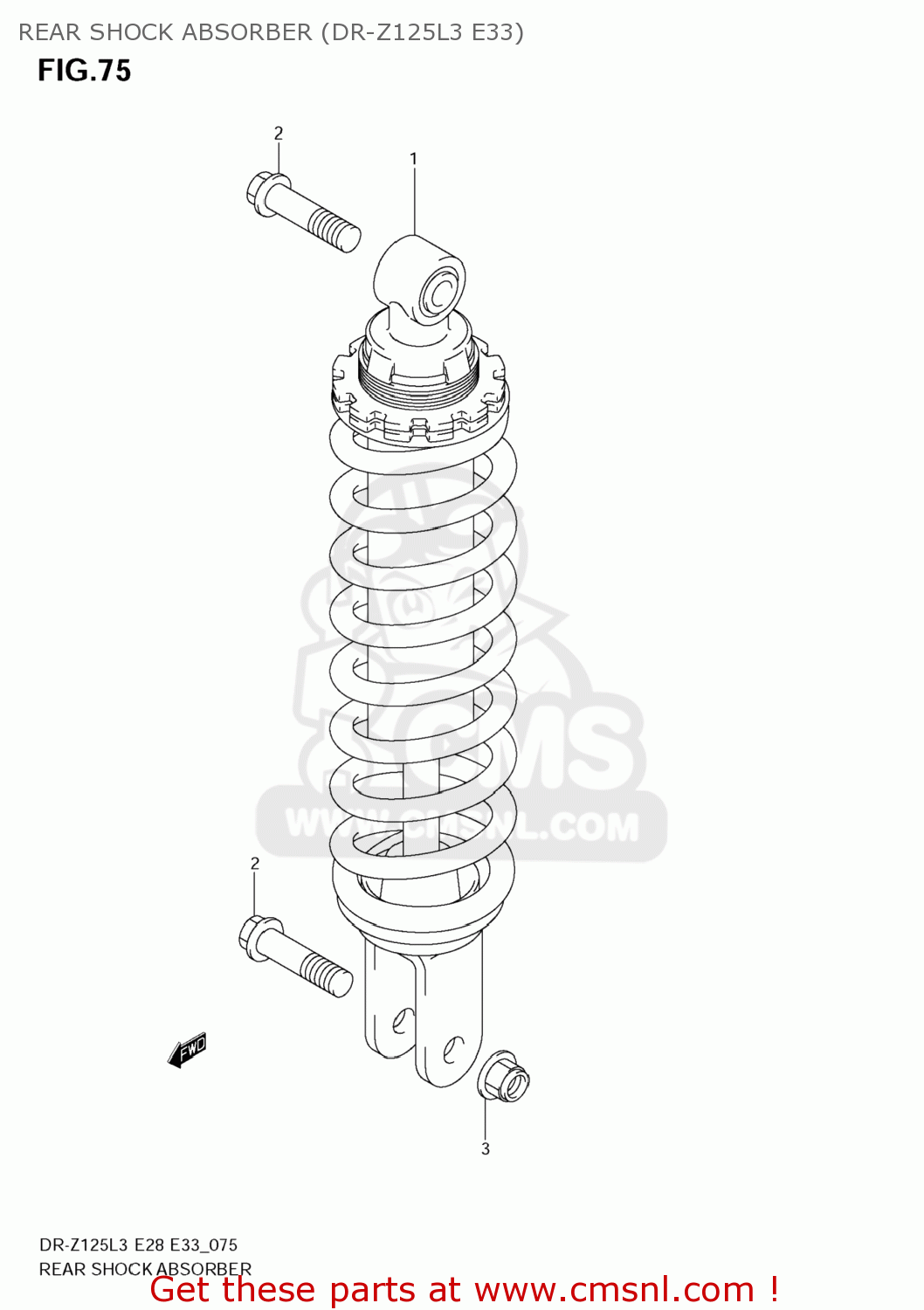 REAR SHOCK ABSORBER (DR-Z125L3 E33) DR-Z125 2013 (L3) USA (E03) DRZ125 DR Z125
