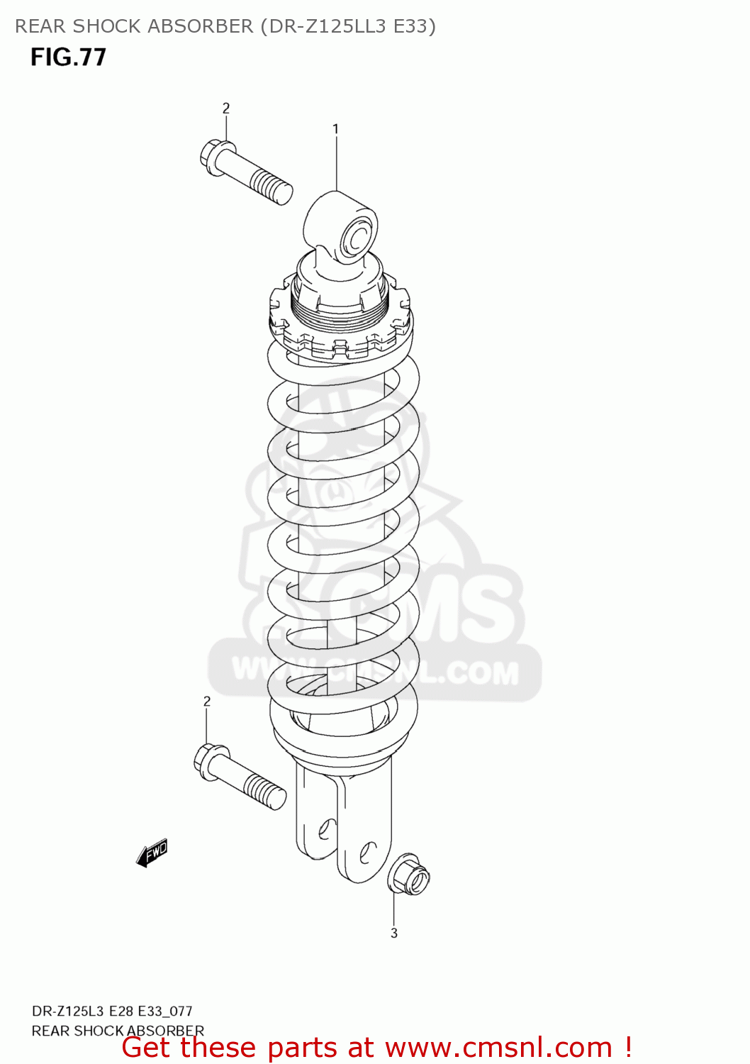REAR SHOCK ABSORBER (DR-Z125LL3 E33) DR-Z125 2013 (L3) USA (E03) DRZ125 DR Z125