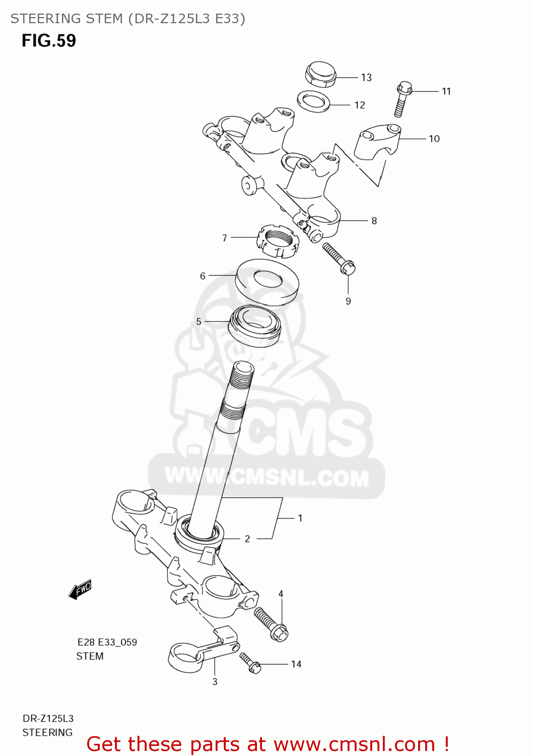 STEERING STEM (DR-Z125L3 E33) DR-Z125 2013 (L3) USA (E03) DRZ125 DR Z125