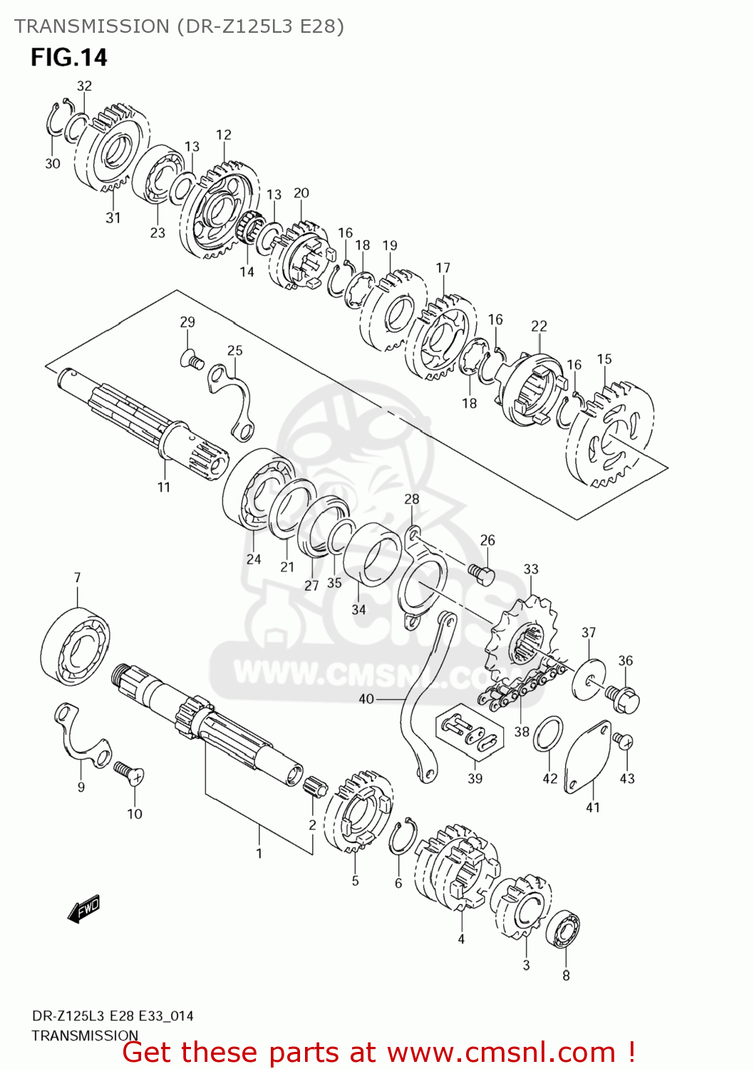TRANSMISSION (DR-Z125L3 E28) DR-Z125 2013 (L3) USA (E03) DRZ125 DR Z125