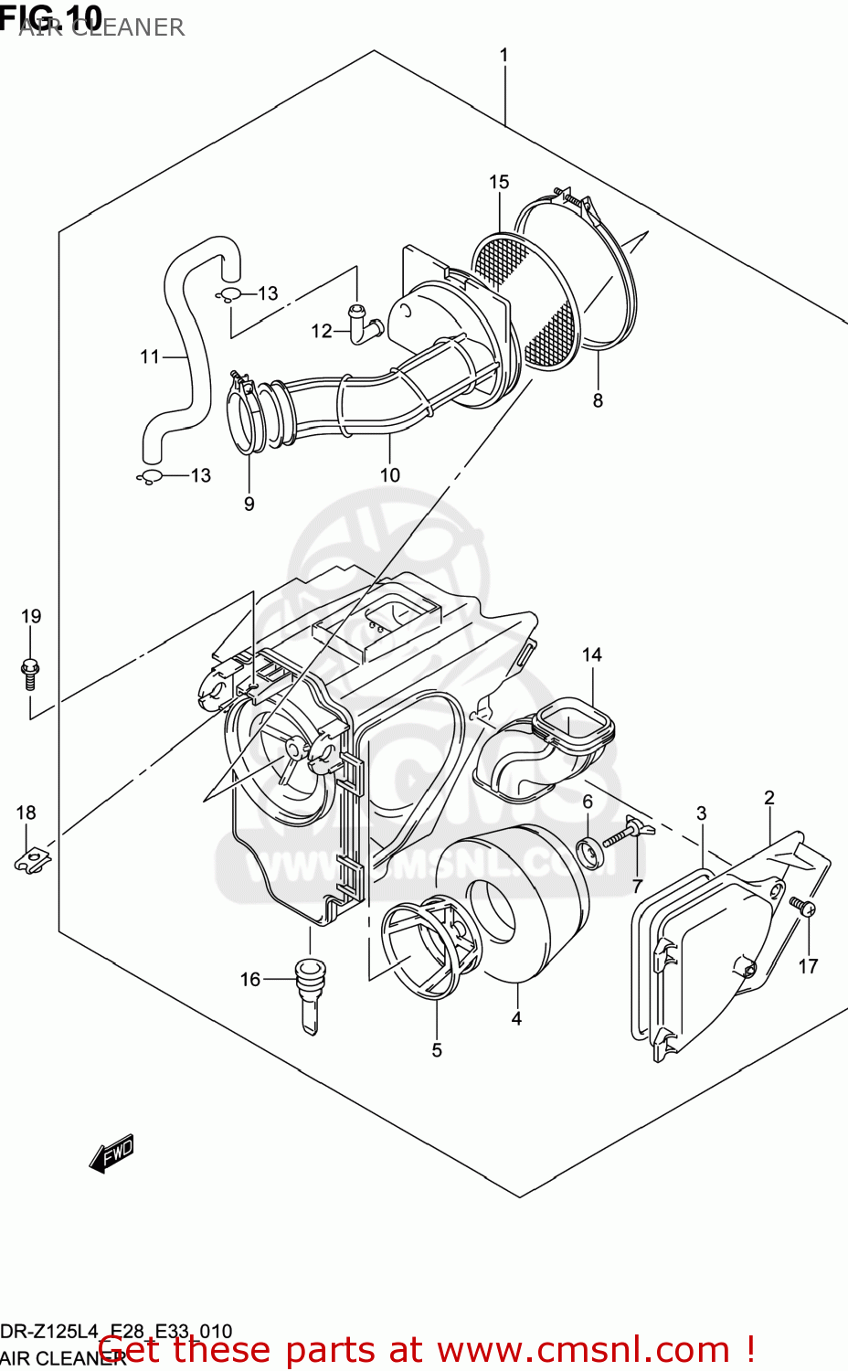 AIR CLEANER DR-Z125 2014 (L4) USA (E03) DRZ125 DR Z125