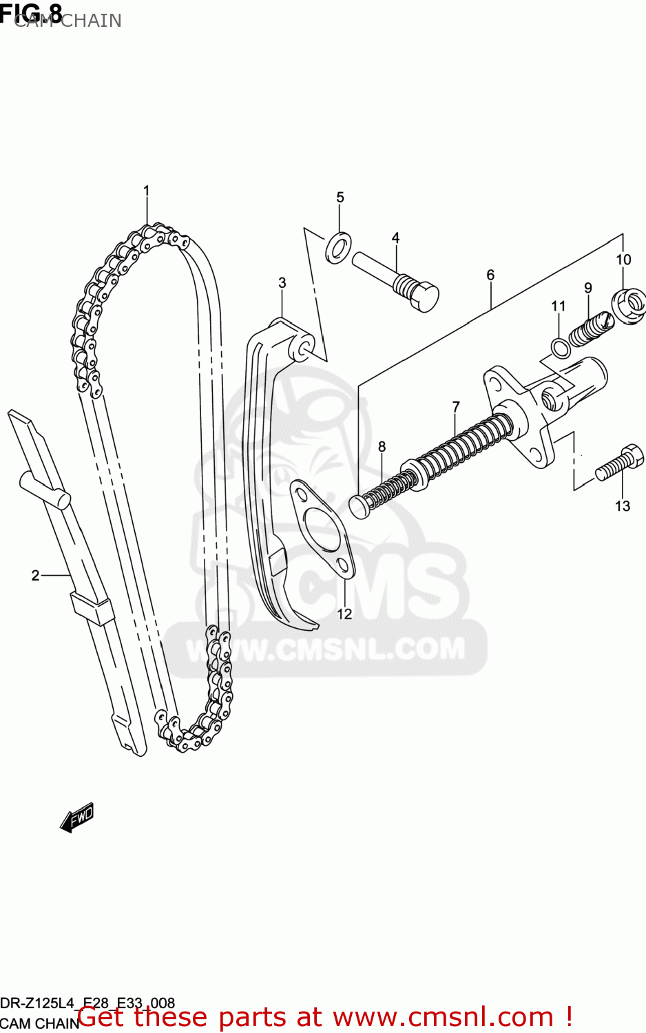 CAM CHAIN DR-Z125 2014 (L4) USA (E03) DRZ125 DR Z125