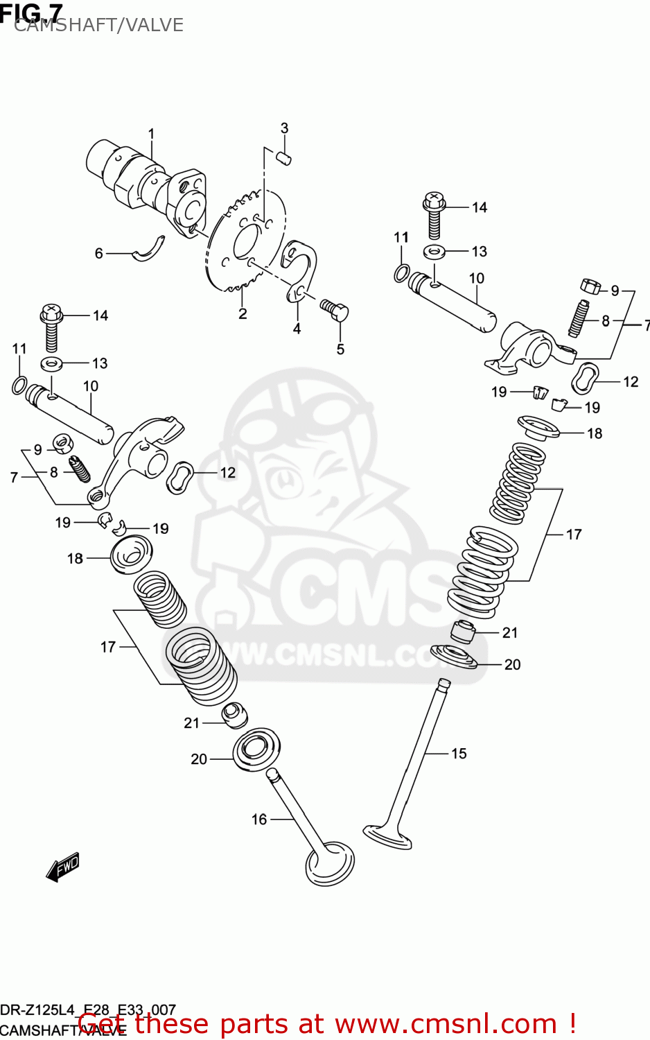 CAMSHAFT/VALVE DR-Z125 2014 (L4) USA (E03) DRZ125 DR Z125