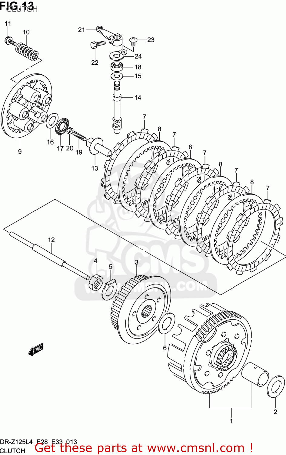 CLUTCH DR-Z125 2014 (L4) USA (E03) DRZ125 DR Z125