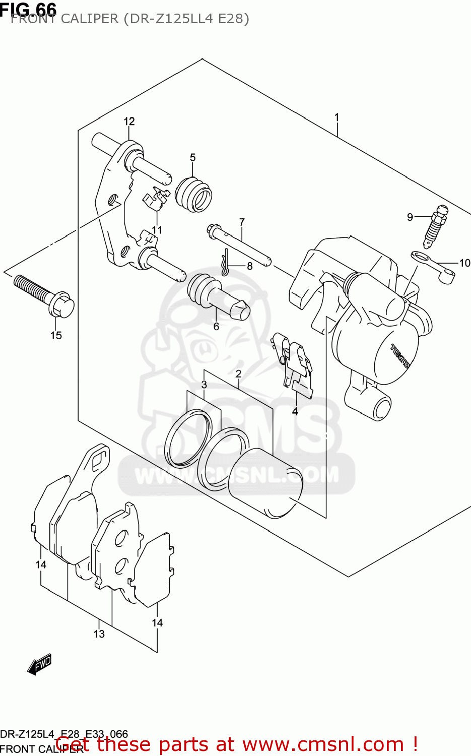 FRONT CALIPER (DR-Z125LL4 E28) DR-Z125 2014 (L4) USA (E03) DRZ125 DR Z125