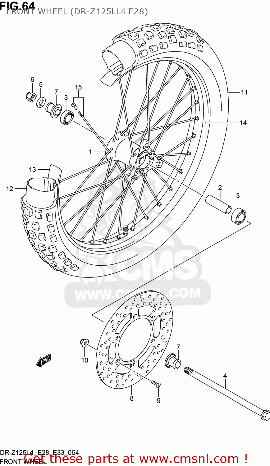 FRONT WHEEL (DR-Z125LL4 E28) DR-Z125 2014 (L4) USA (E03) DRZ125 DR Z125