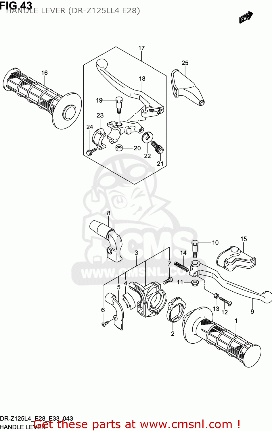 HANDLE LEVER (DR-Z125LL4 E28) DR-Z125 2014 (L4) USA (E03) DRZ125 DR Z125