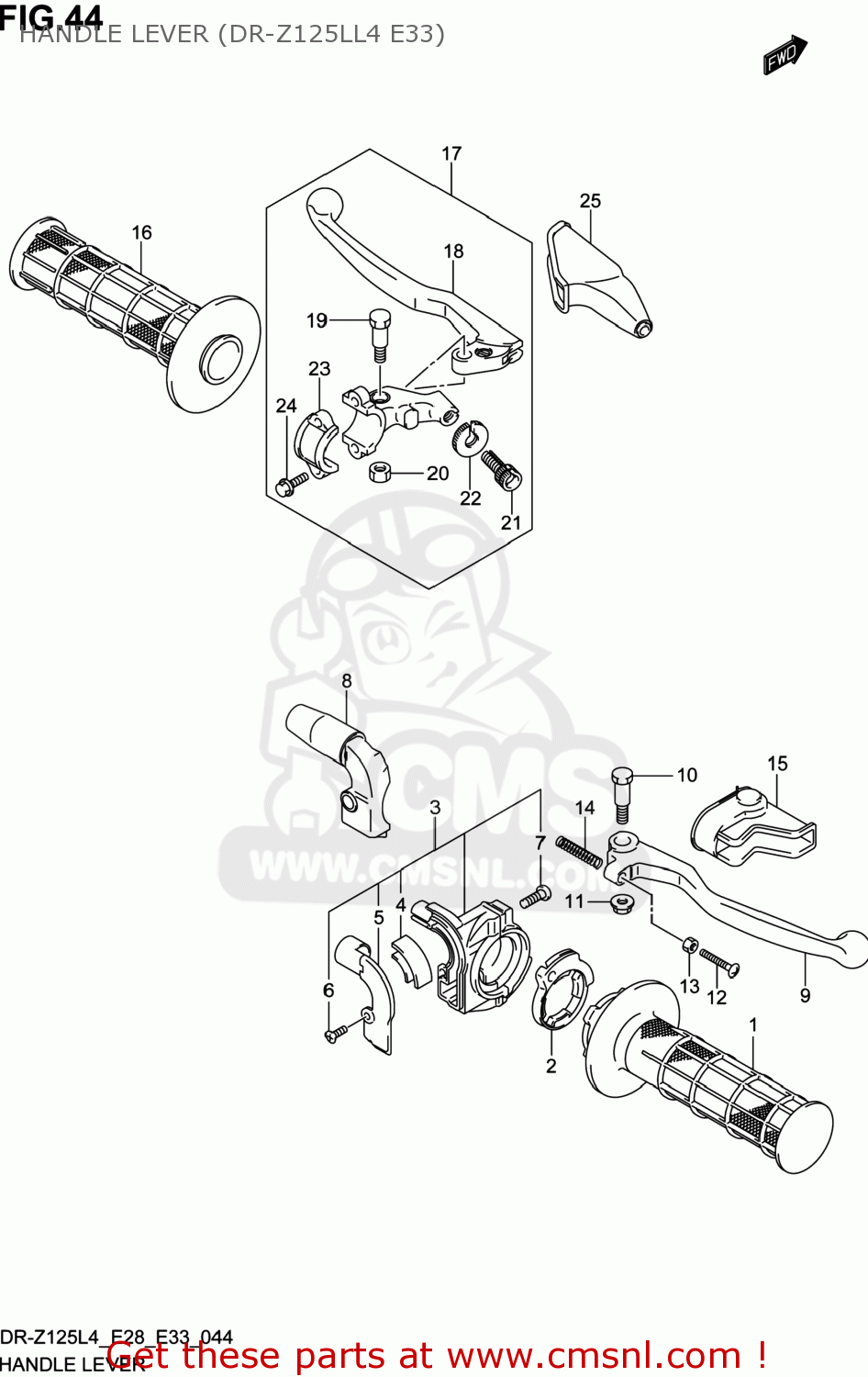 HANDLE LEVER (DR-Z125LL4 E33) DR-Z125 2014 (L4) USA (E03) DRZ125 DR Z125