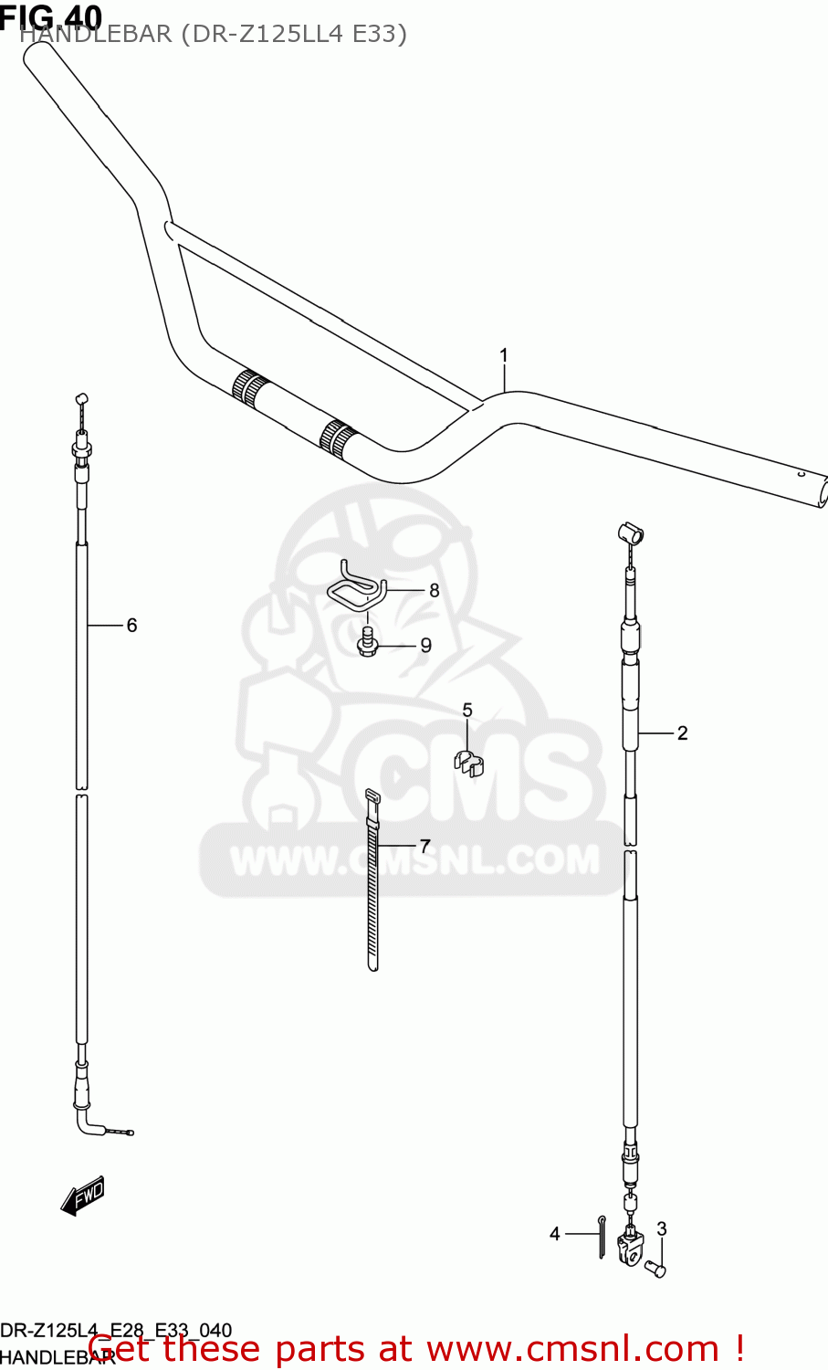 HANDLEBAR (DR-Z125LL4 E33) DR-Z125 2014 (L4) USA (E03) DRZ125 DR Z125